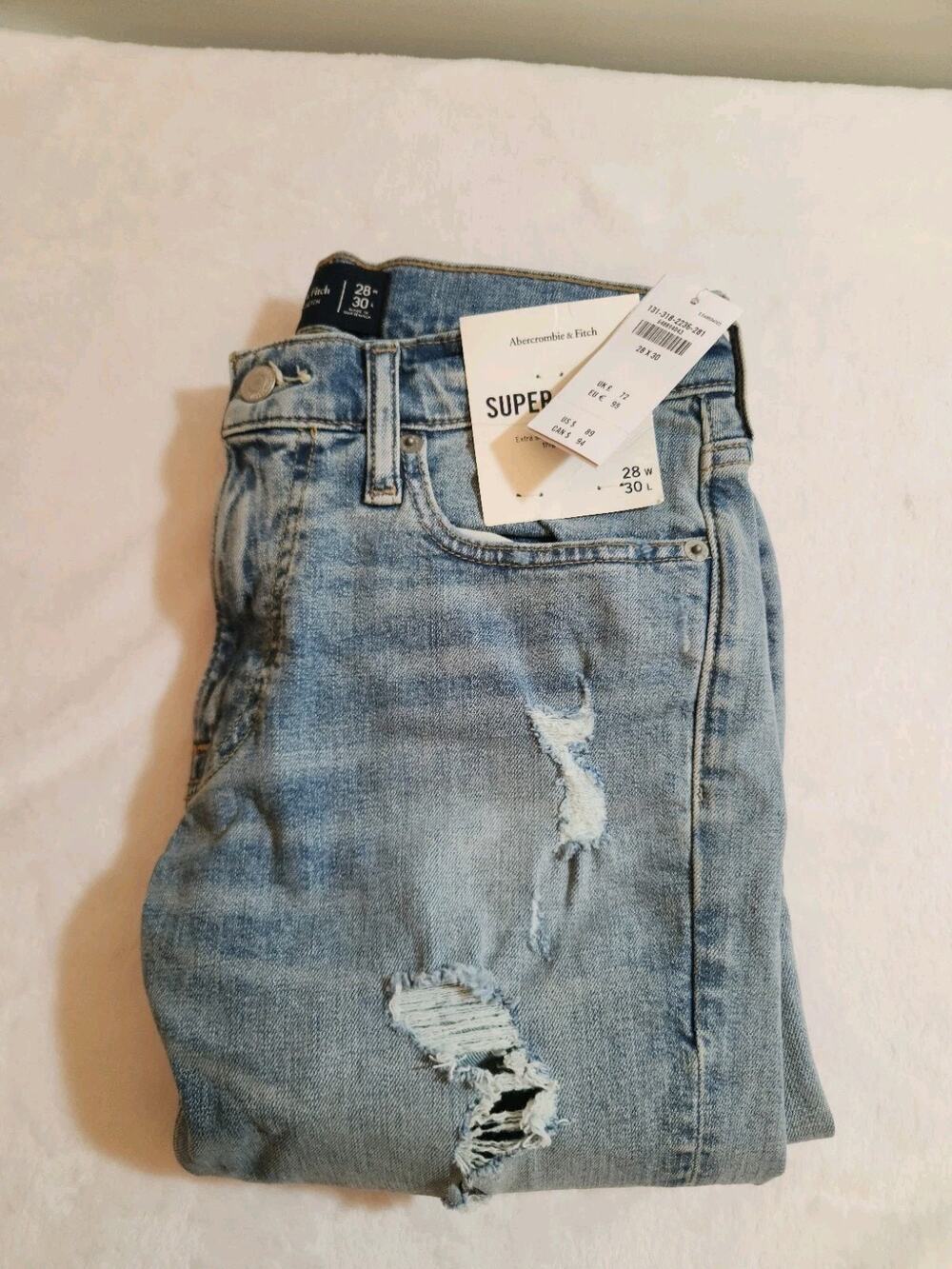 Abercrombrie & Fitch NWT Super Skinny Jeans Mens 28 X 30 (Actual 29 X 29) Blue